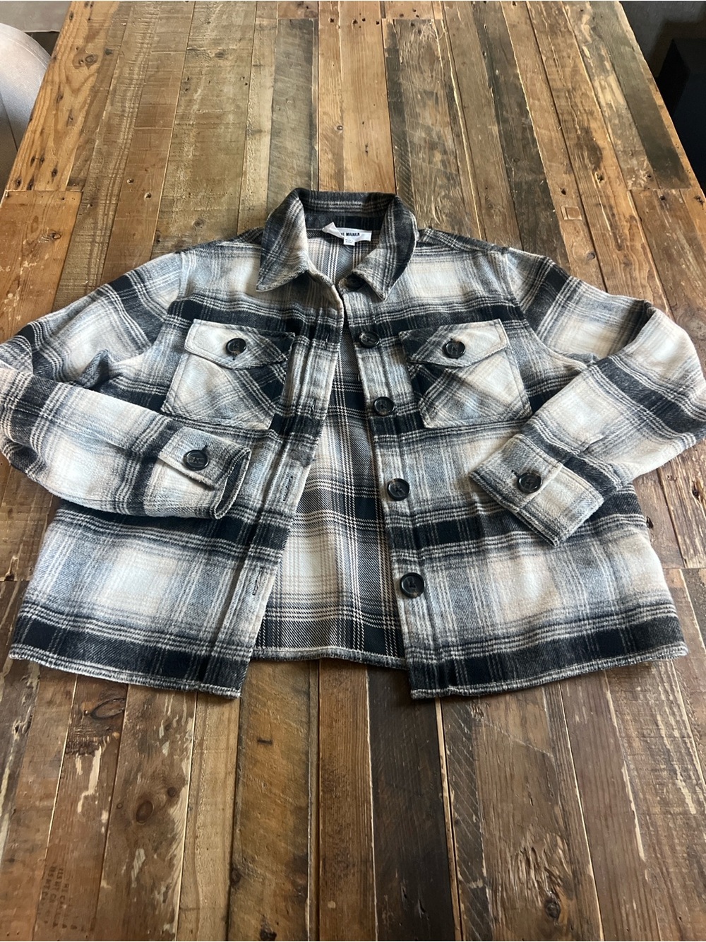BB Dakota Black & White Plaid Jean Jacket